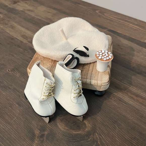 American Girl Doll Just Like You Retired Fancy Ice Skates W/ Winter Accessories - Picture 1 of 7